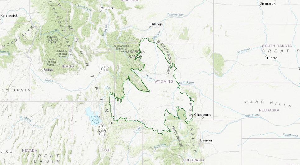 Wyoming Sagebrush subregion outline map